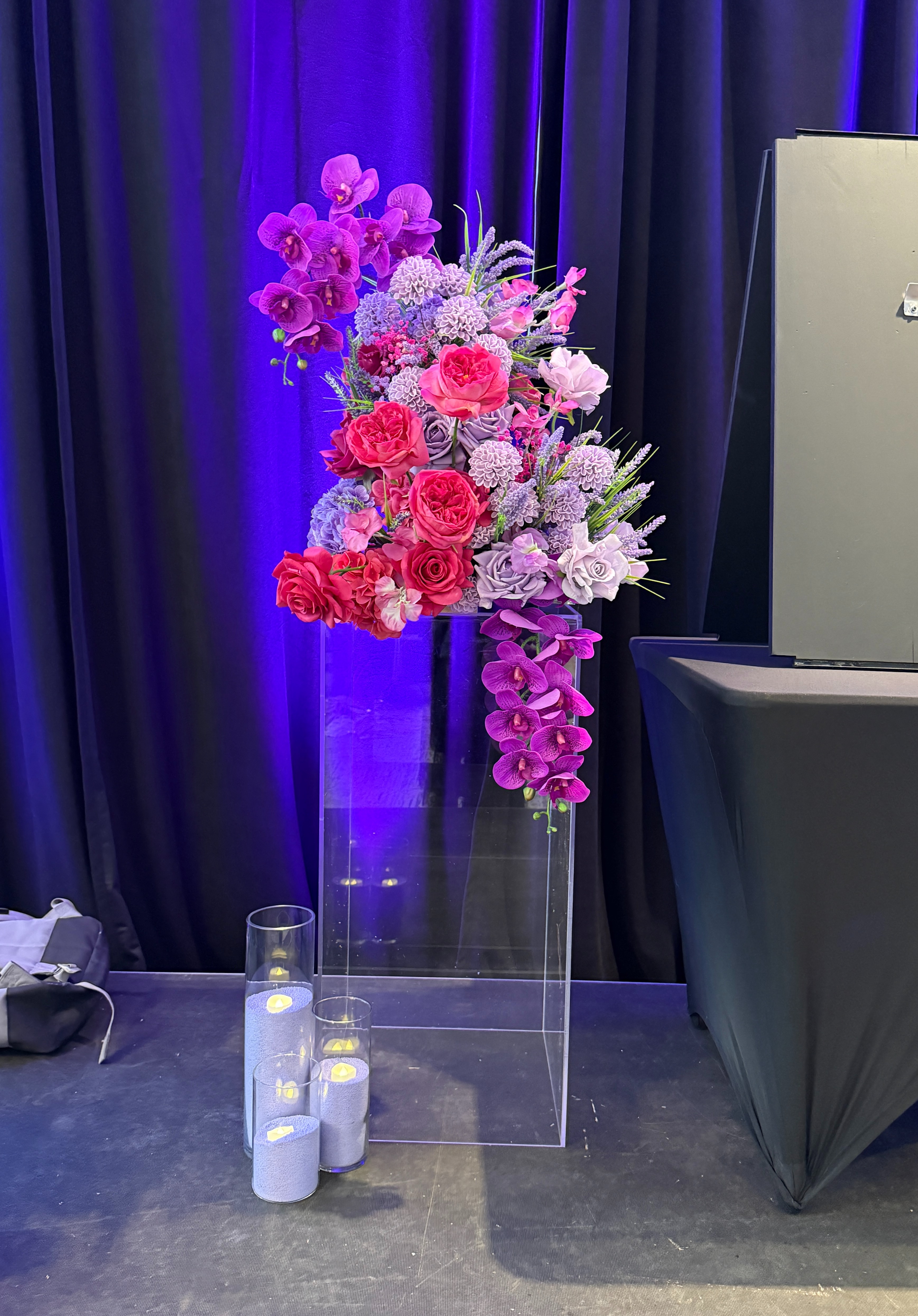 Colourful floral arrangement on a gala stage